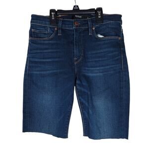 Hudson Womens Jean Shorts 27 Blue Dark Wash Mid Rise Bermuda Denim Raw Hem